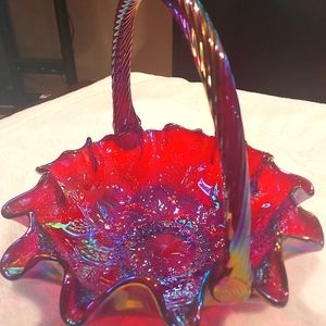 Fenton glass basket